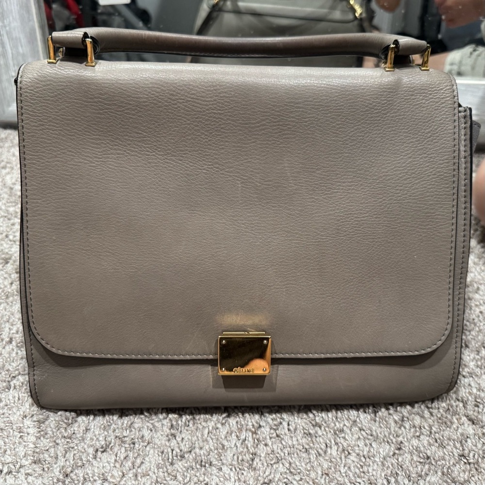 Celine Authentic Elegant Gray Leather Handbag